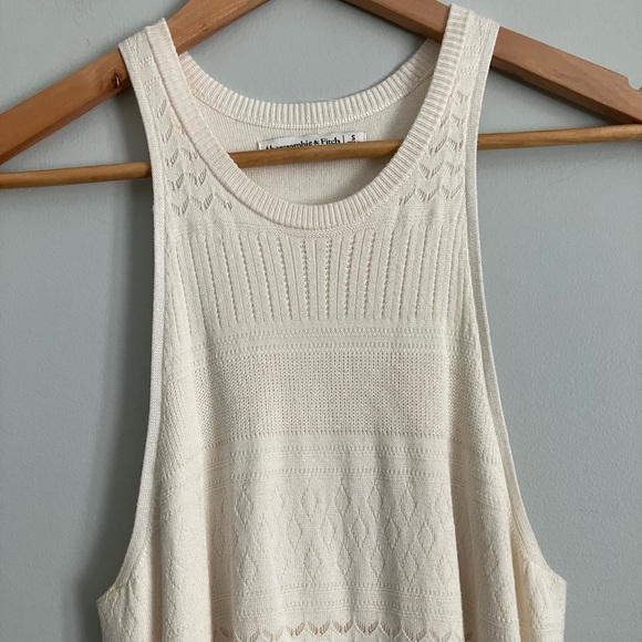 ABERCROMBIE & FITCH Cream Knit Body Con Tank Dress Size S - Picture 3 of 12